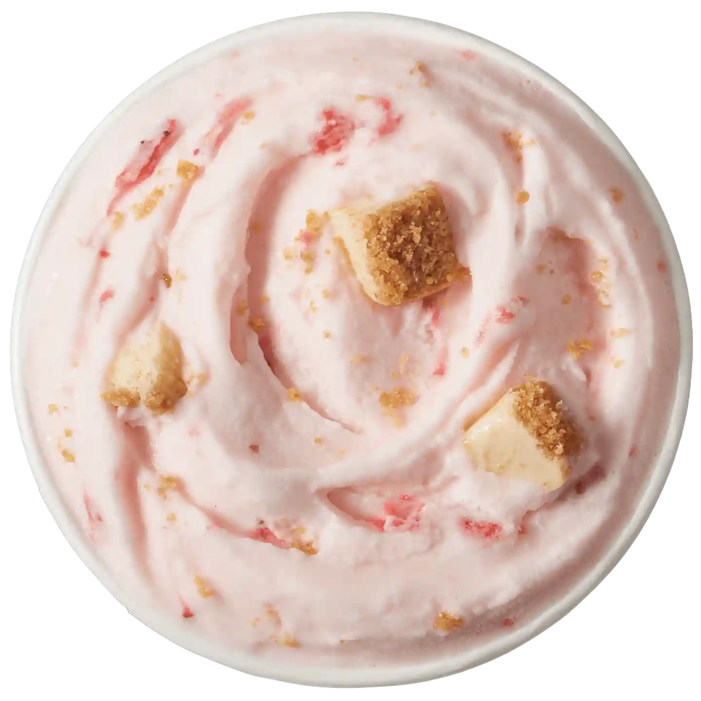 Fresa Pay de Queso Blizzard de DQ con cuchara roja.